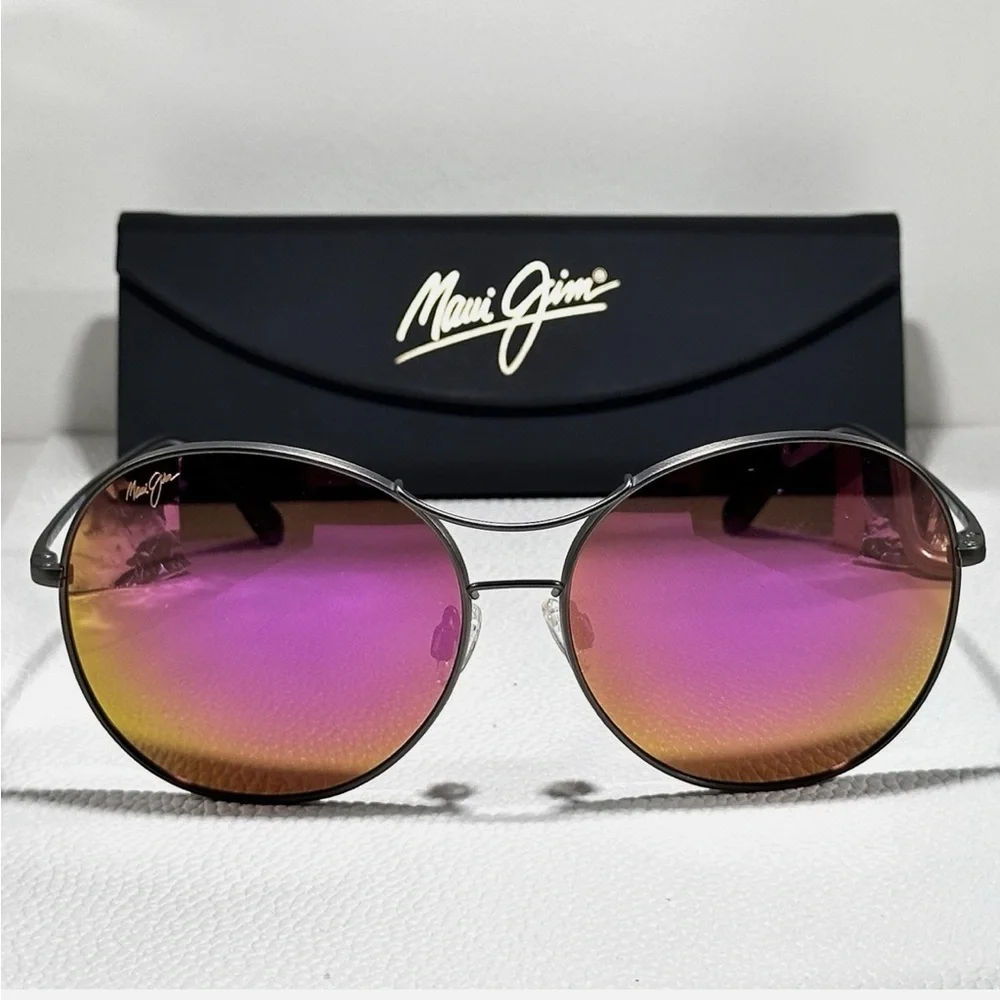 NWOT Maui Jim Opihi Purple Mirrored Polarized Titanium Sunglasses